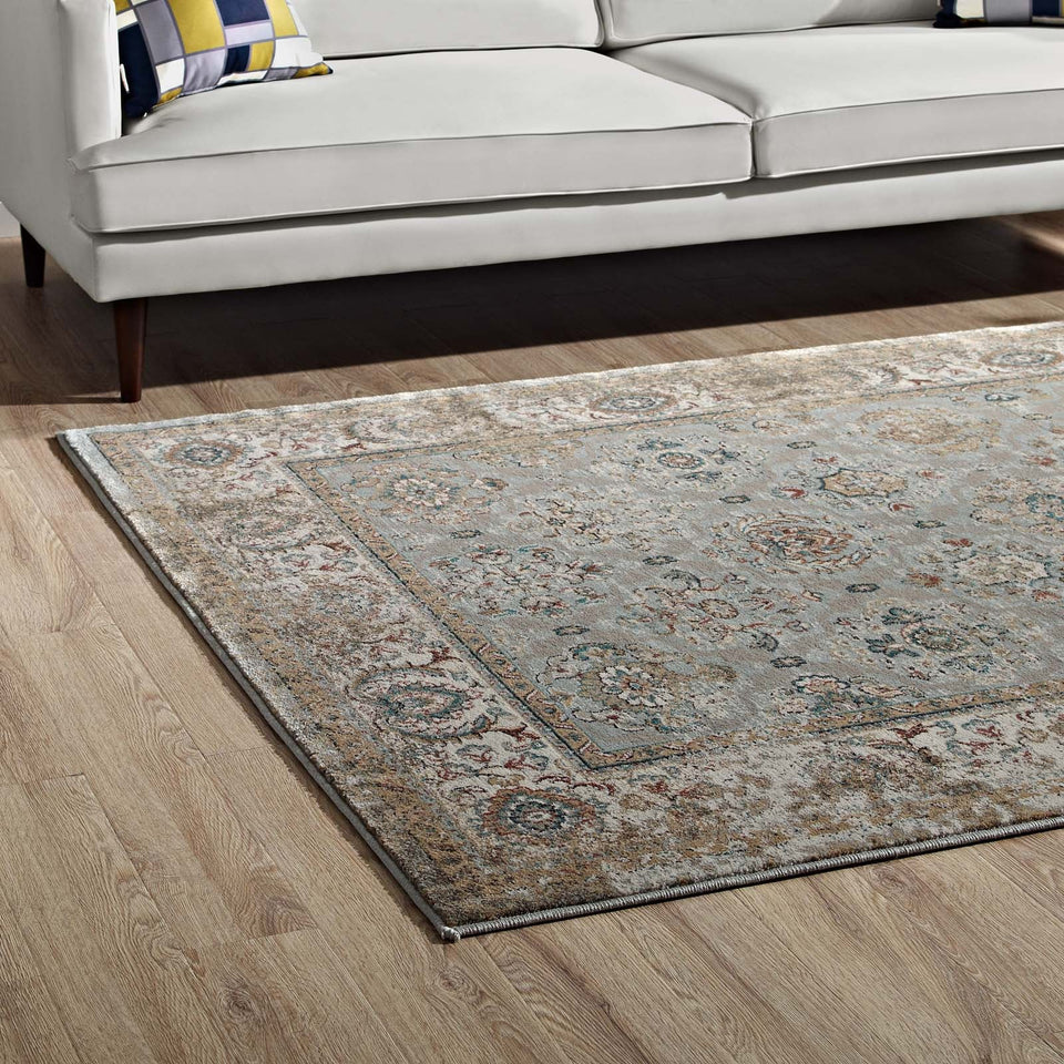 Hisa Distressed Vintage Floral Lattice Area Rug by Modway