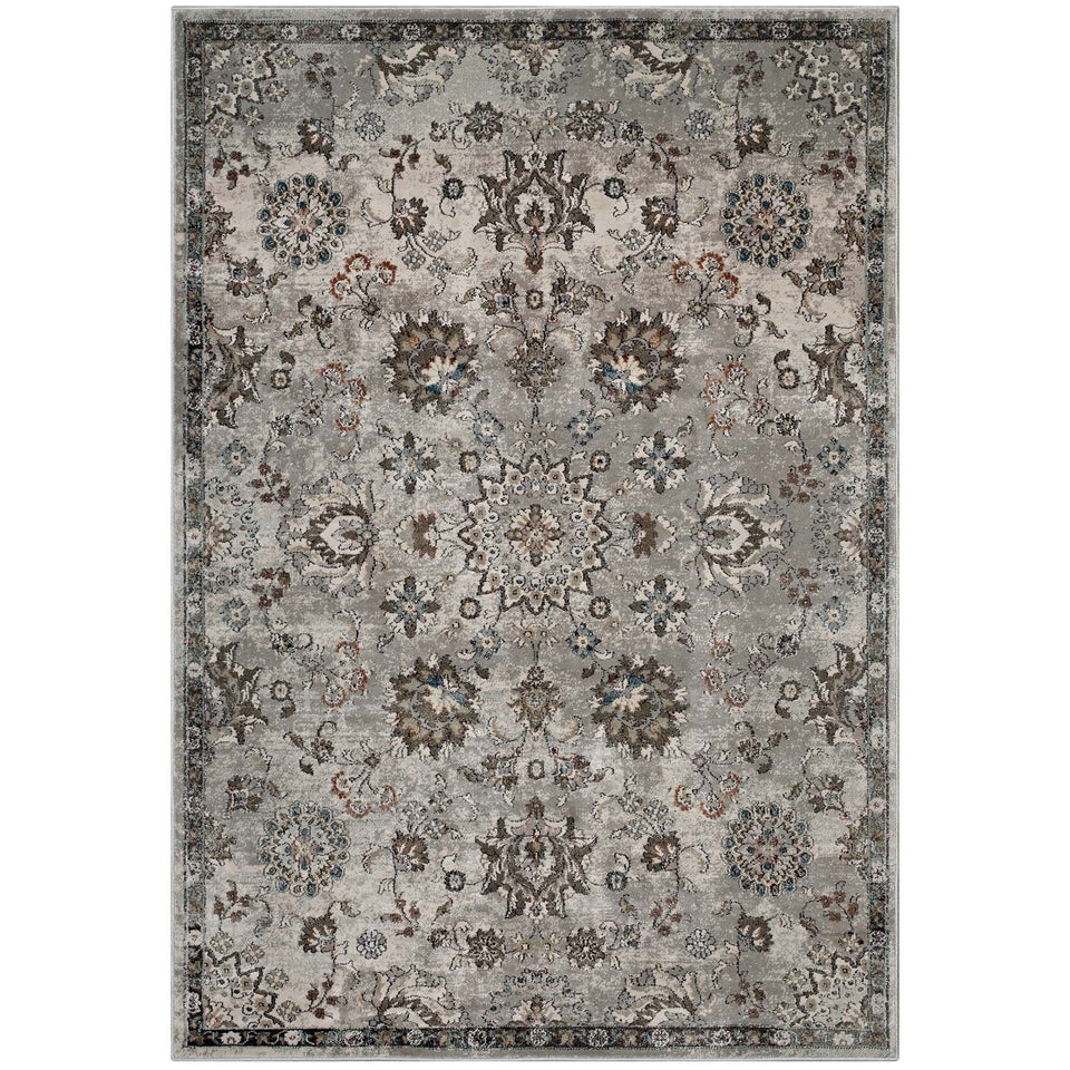 Hana Distressed Vintage FloralLattice Area Rug by Modway