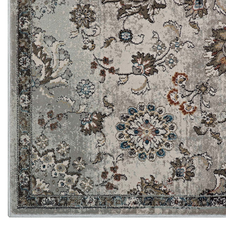 Hana Distressed Vintage FloralLattice Area Rug by Modway