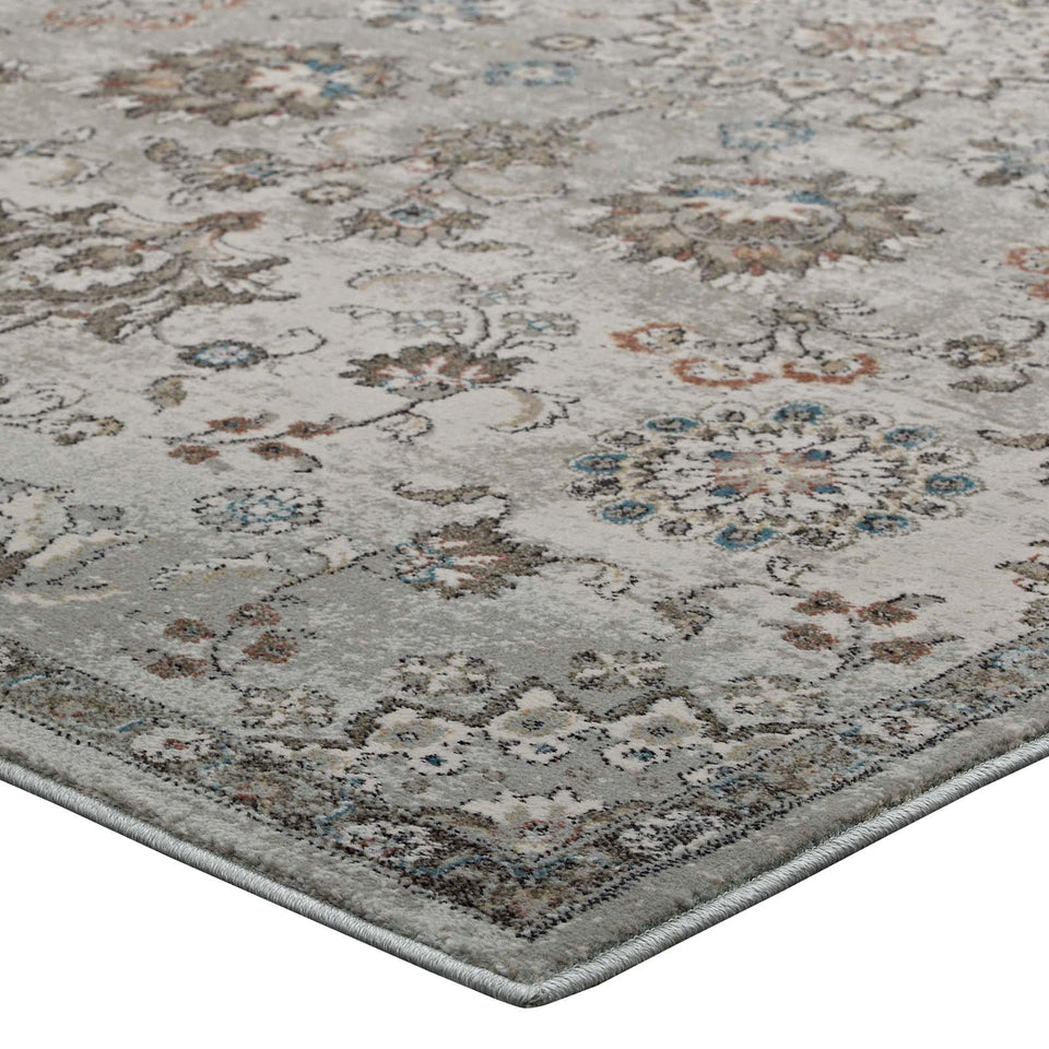 Hana Distressed Vintage FloralLattice Area Rug by Modway