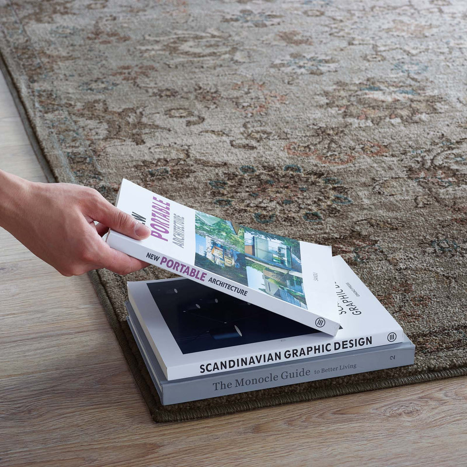 Hana Distressed Vintage FloralLattice Area Rug by Modway