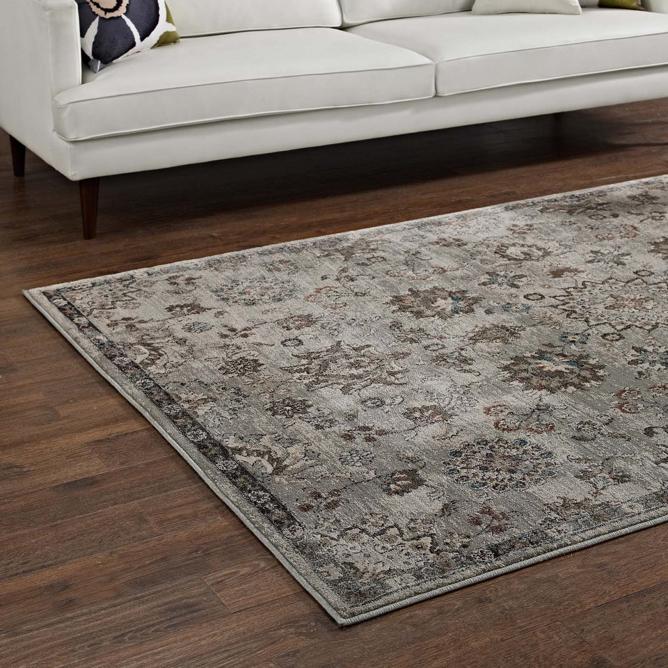 Hana Distressed Vintage FloralLattice Area Rug by Modway