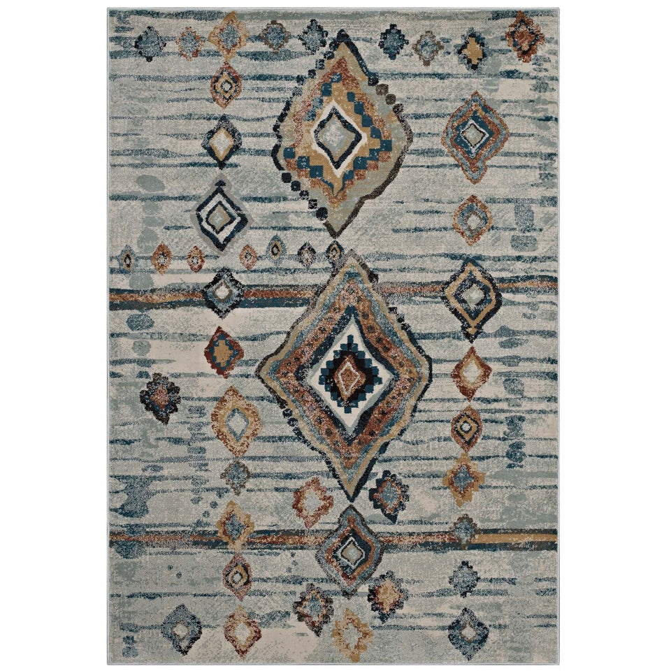 Jenica Distressed Moroccan Tribal Abstract Diamond Area Rug by Modway