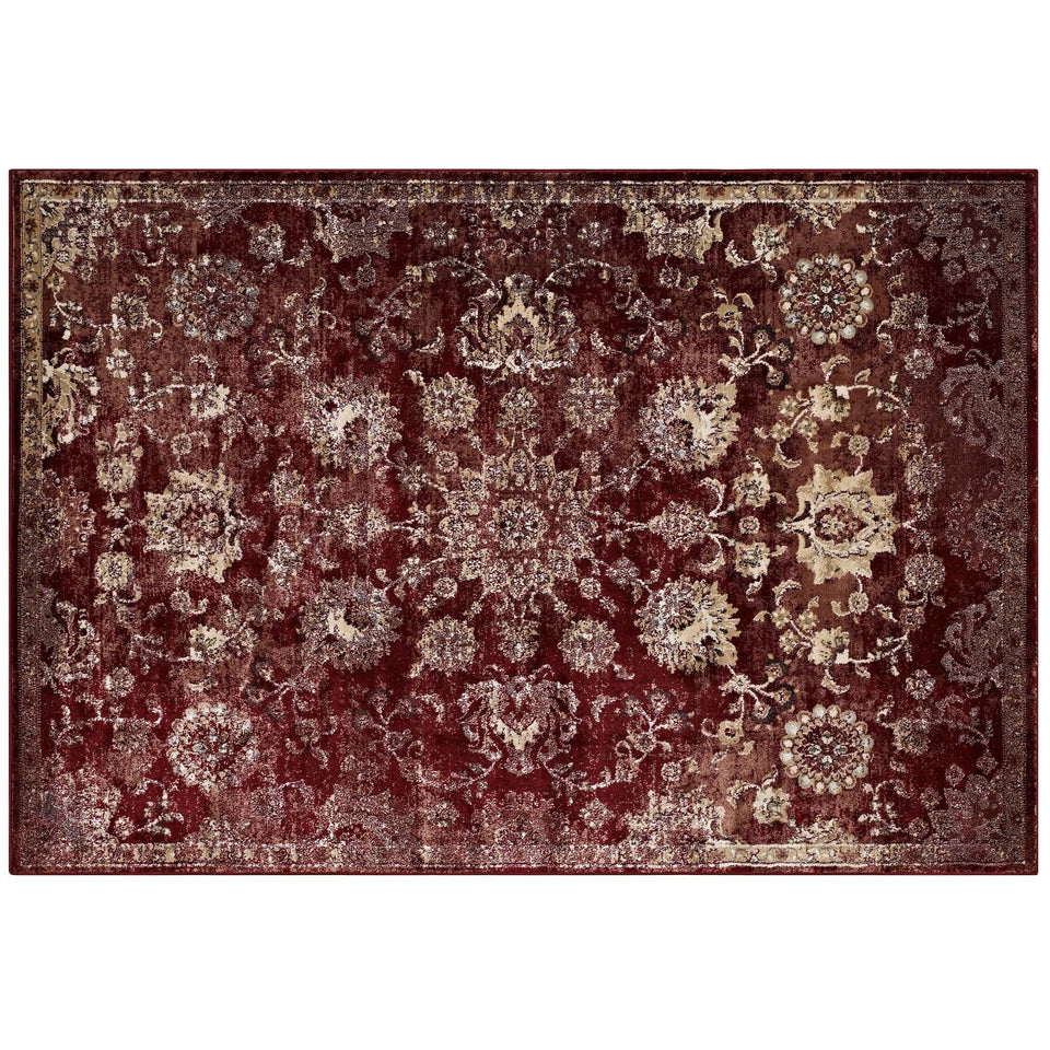 Cynara Distressed Floral Vintage Medallion Area Rug by Modway