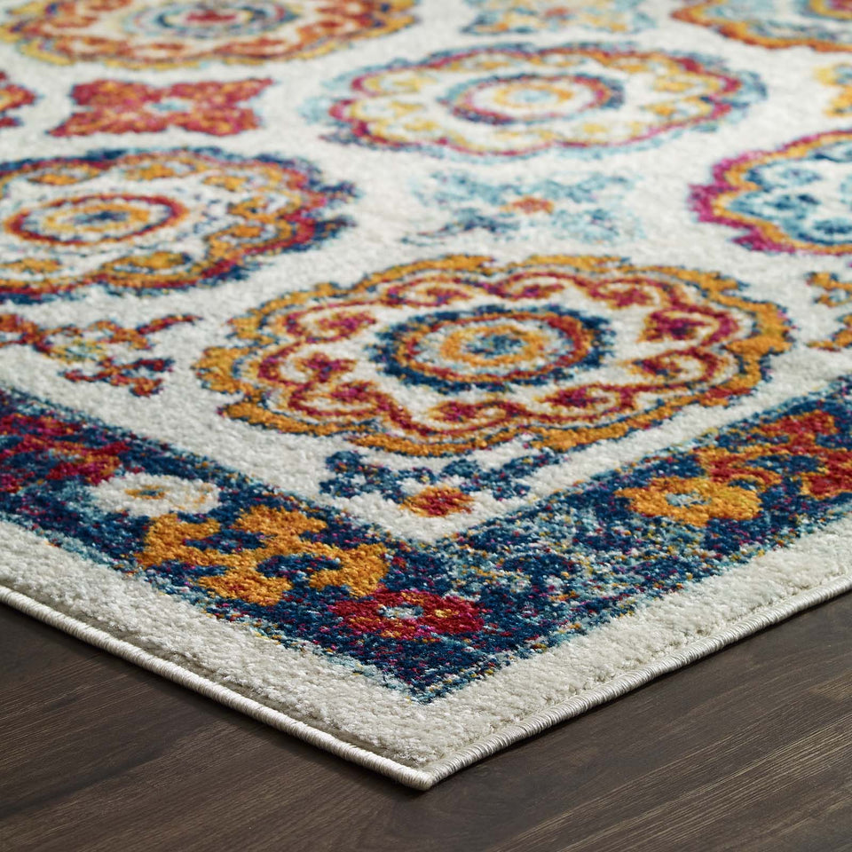 Entourage Odile Distressed Floral Moroccan Trellis Area Rug by Modway