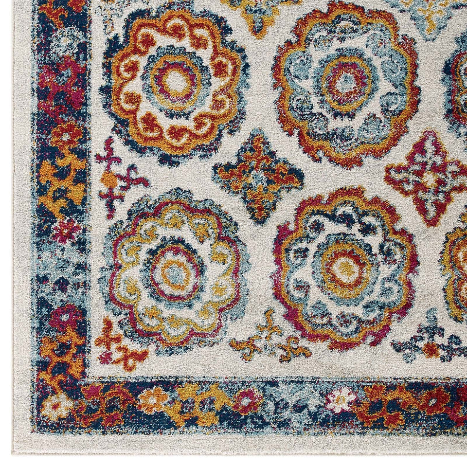Entourage Odile Distressed Floral Moroccan Trellis Area Rug by Modway