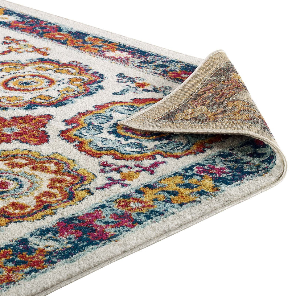Entourage Odile Distressed Floral Moroccan Trellis Area Rug by Modway