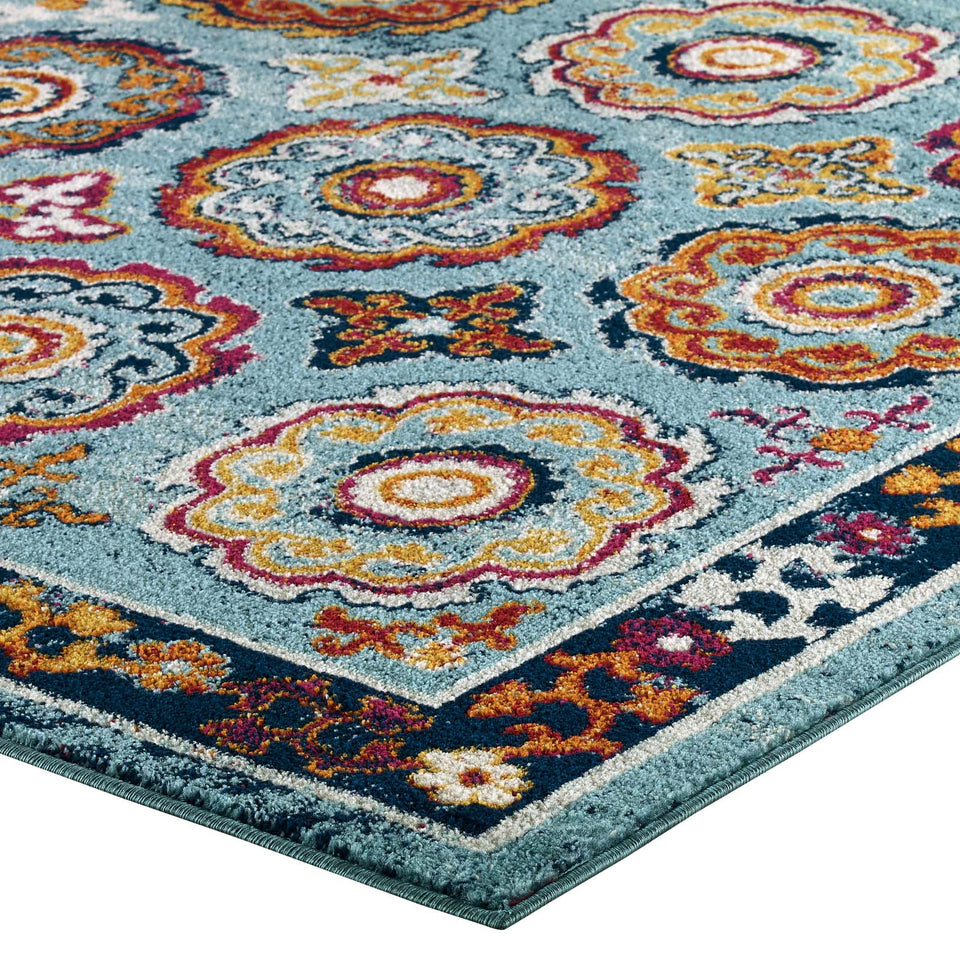 Entourage Odile Distressed Floral Moroccan Trellis Area Rug by Modway