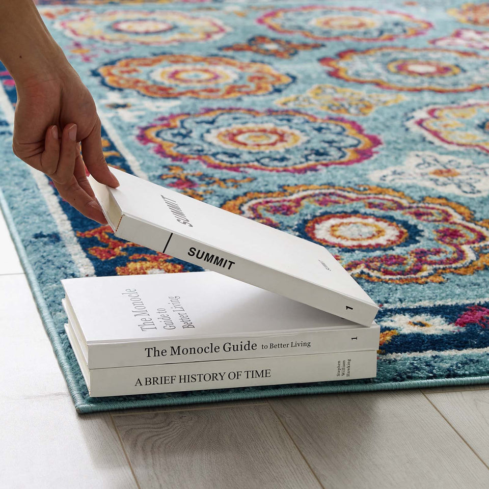 Entourage Odile Distressed Floral Moroccan Trellis Area Rug by Modway