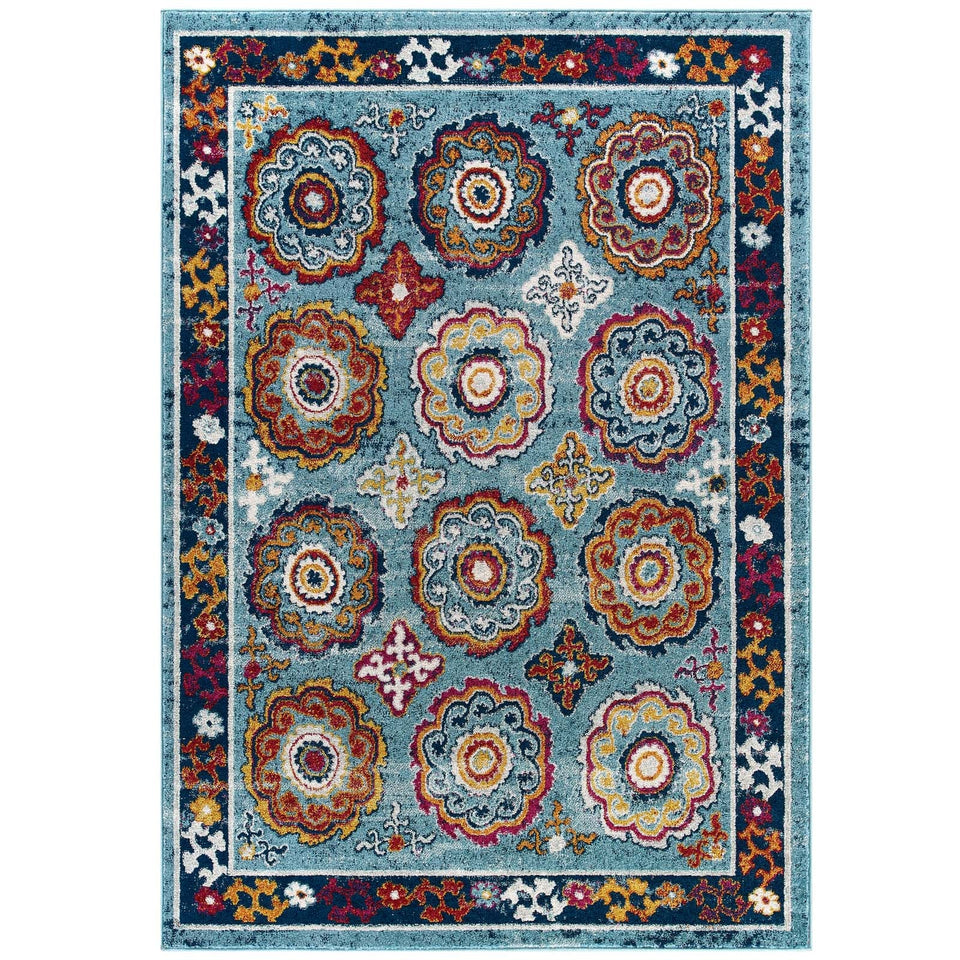Entourage Odile Distressed Floral Moroccan Trellis Area Rug by Modway
