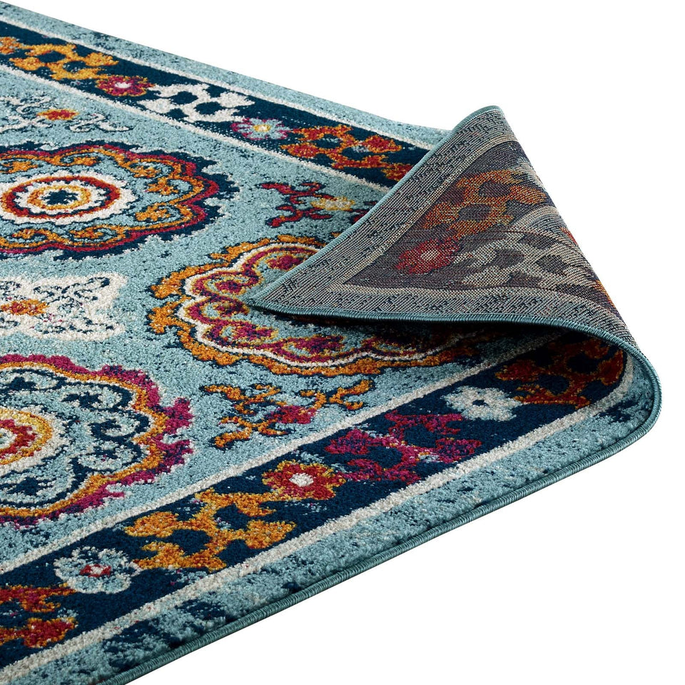 Entourage Odile Distressed Floral Moroccan Trellis Area Rug by Modway