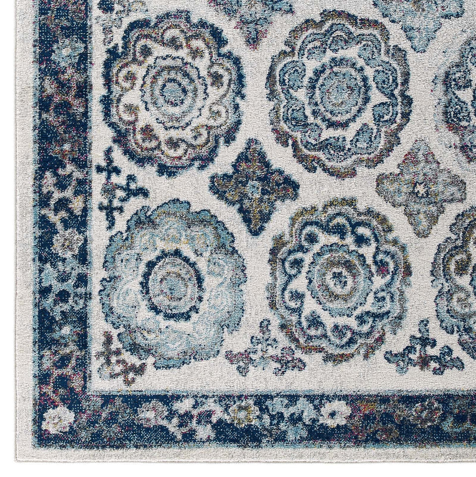 Entourage Odile Distressed Floral Moroccan Trellis Area Rug by Modway