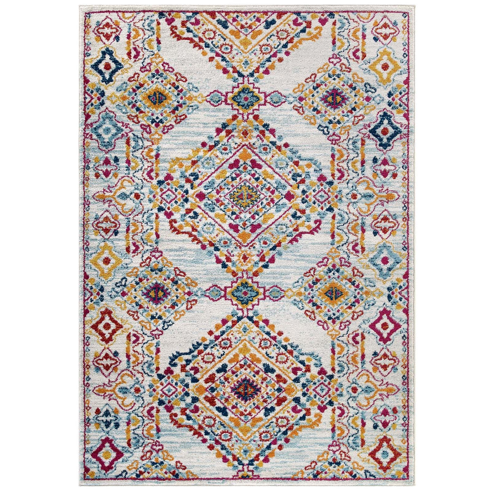 Entourage Khalida Distressed Floral Lattice Area Rug by Modway