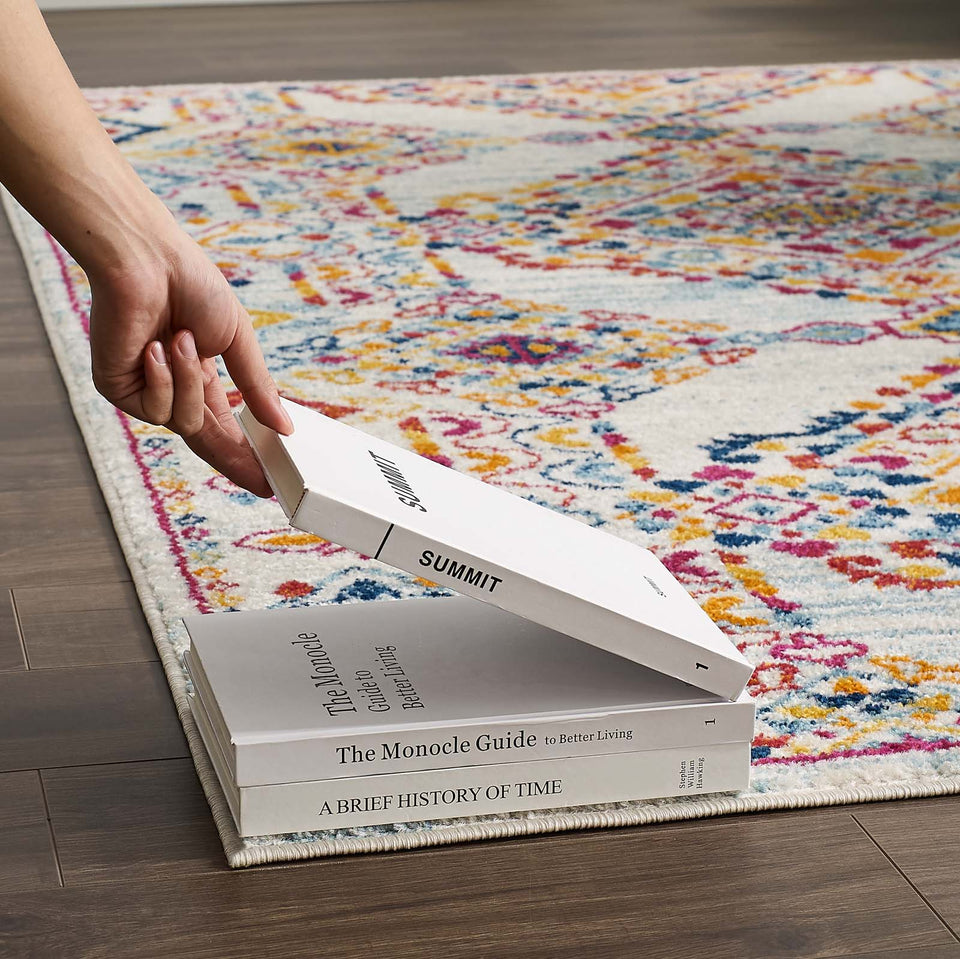 Entourage Khalida Distressed Floral Lattice Area Rug by Modway