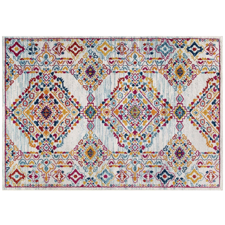 Entourage Khalida Distressed Floral Lattice Area Rug by Modway