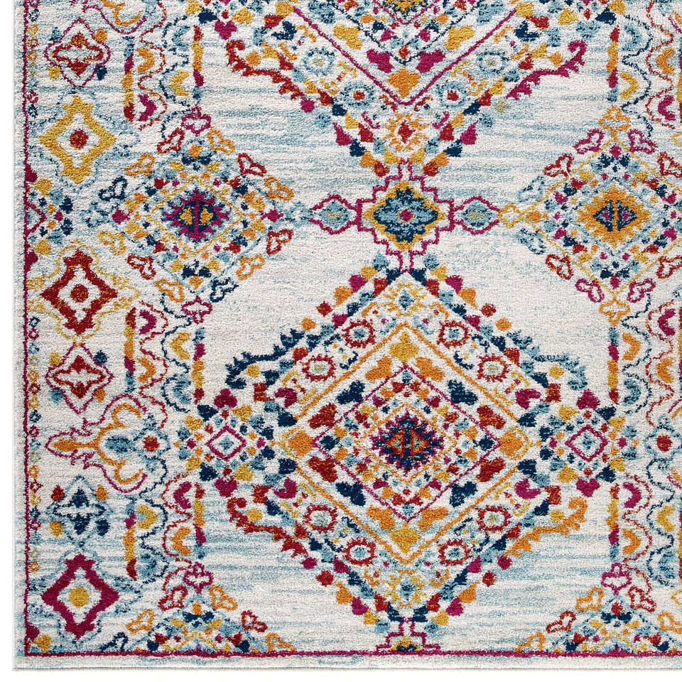 Entourage Khalida Distressed Floral Lattice Area Rug by Modway