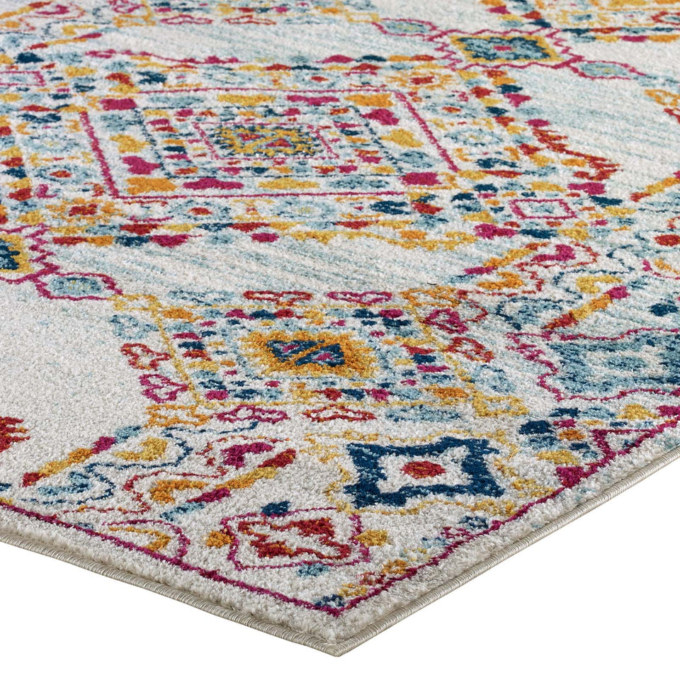 Entourage Khalida Distressed Floral Lattice Area Rug by Modway