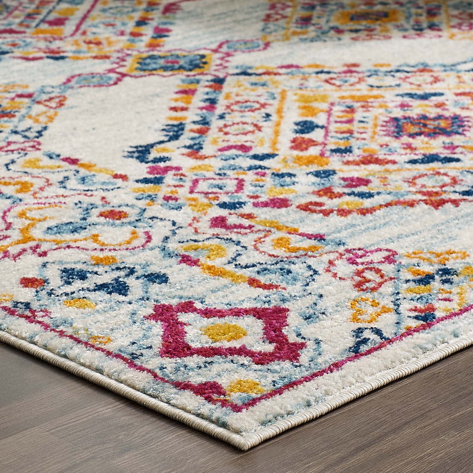Entourage Khalida Distressed Floral Lattice Area Rug by Modway