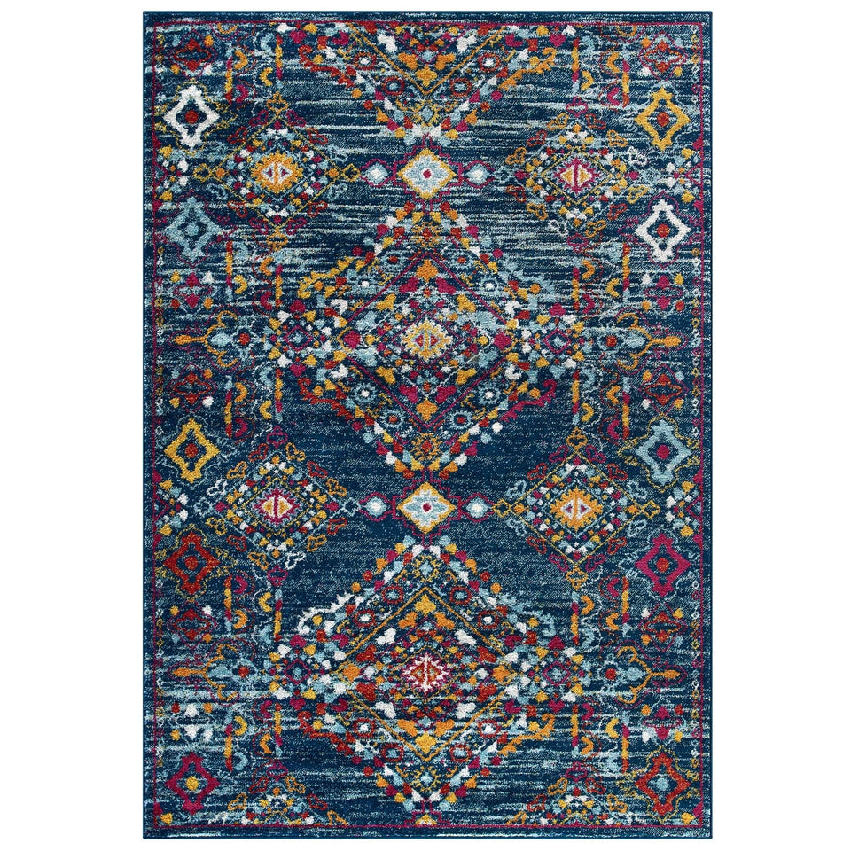 Entourage Khalida Distressed Floral Lattice Area Rug by Modway