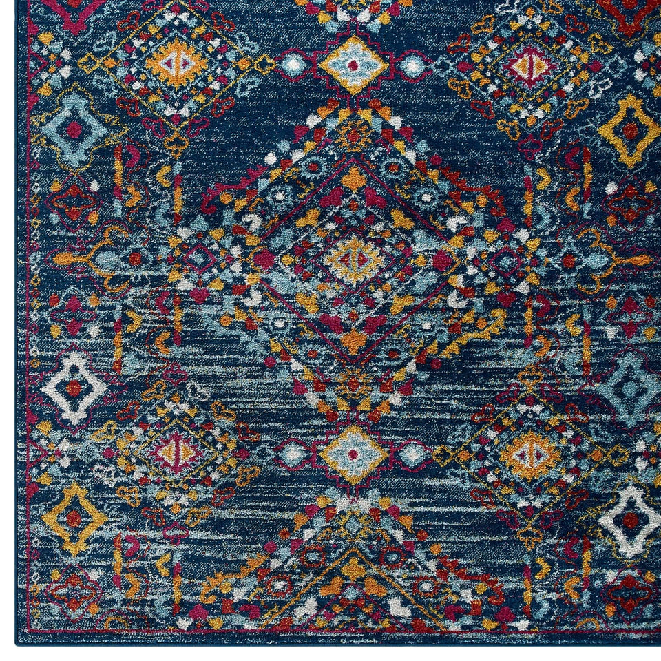 Entourage Khalida Distressed Floral Lattice Area Rug by Modway