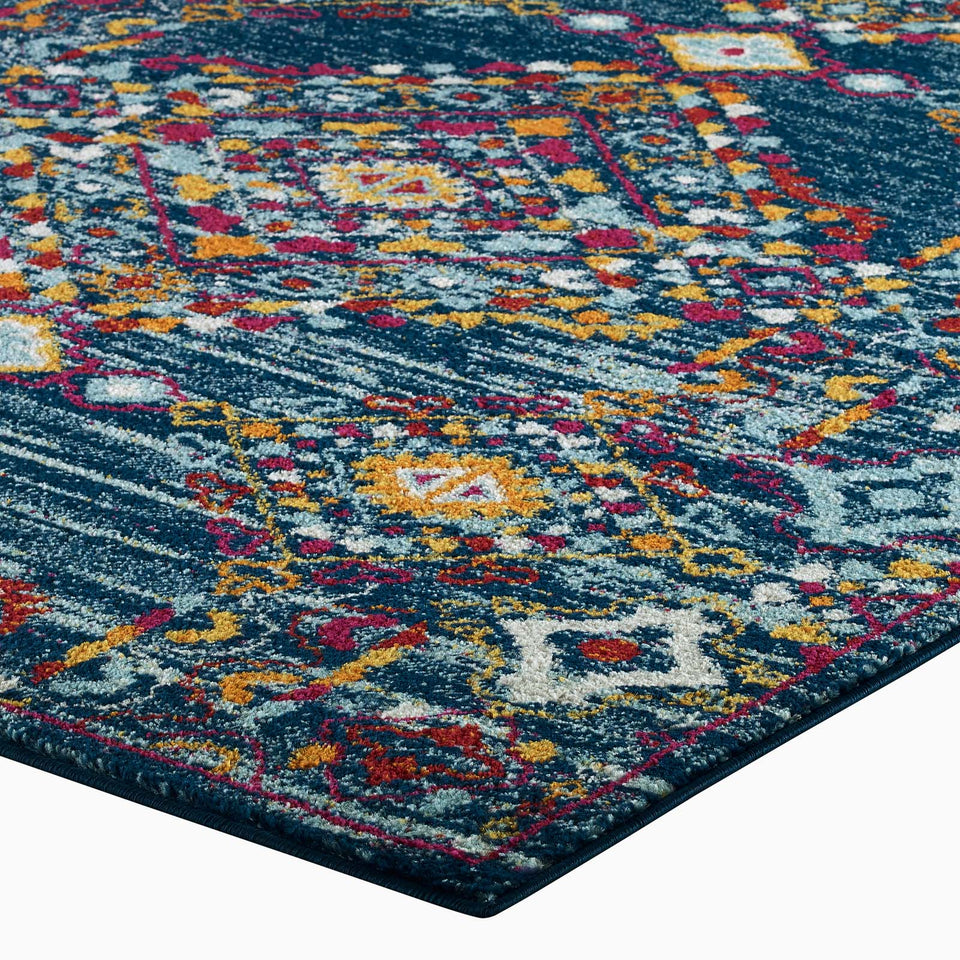 Entourage Khalida Distressed Floral Lattice Area Rug by Modway