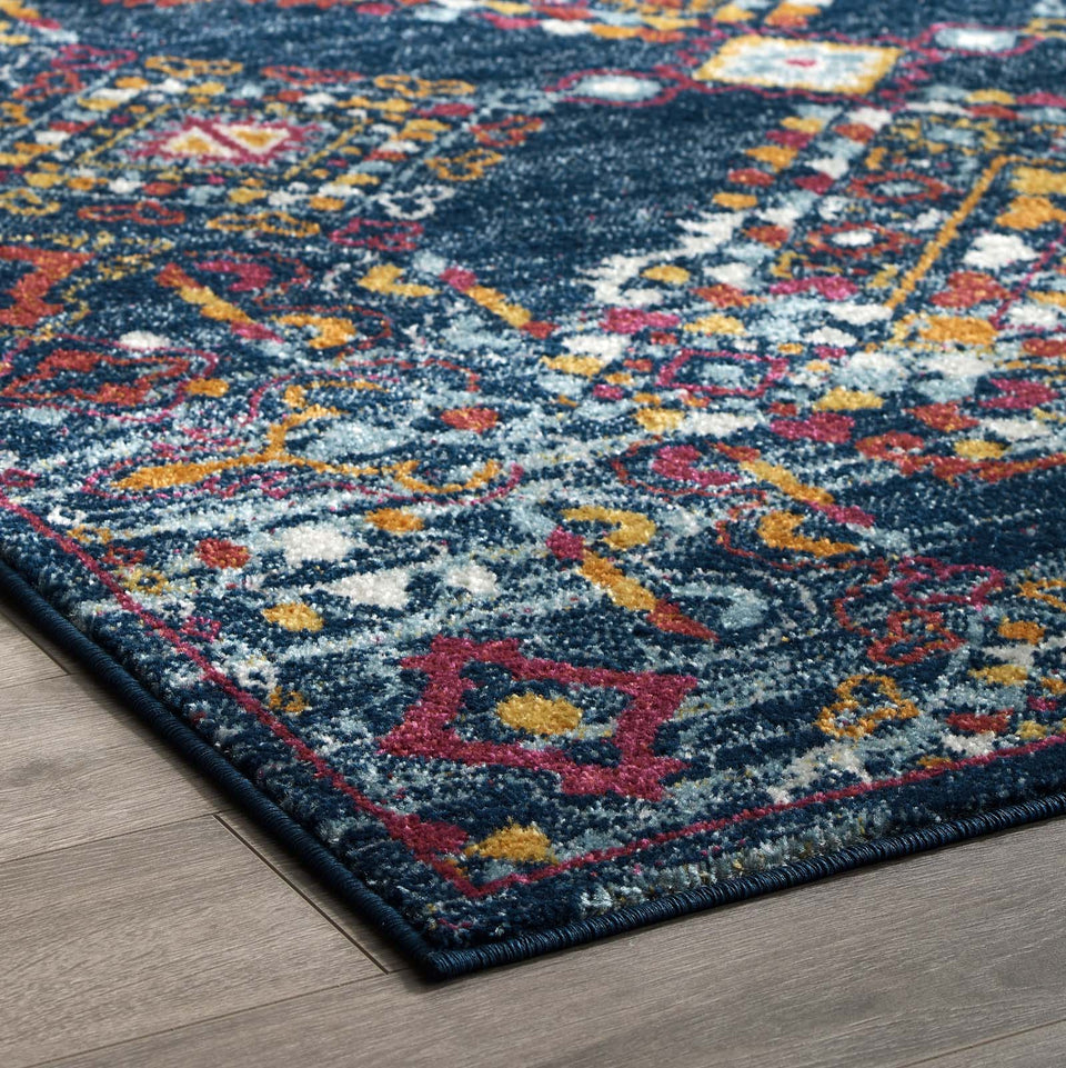 Entourage Khalida Distressed Floral Lattice Area Rug by Modway