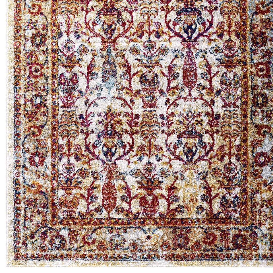 Entourage Jessa Distressed Vintage Floral Lattice Area Rug by Modway