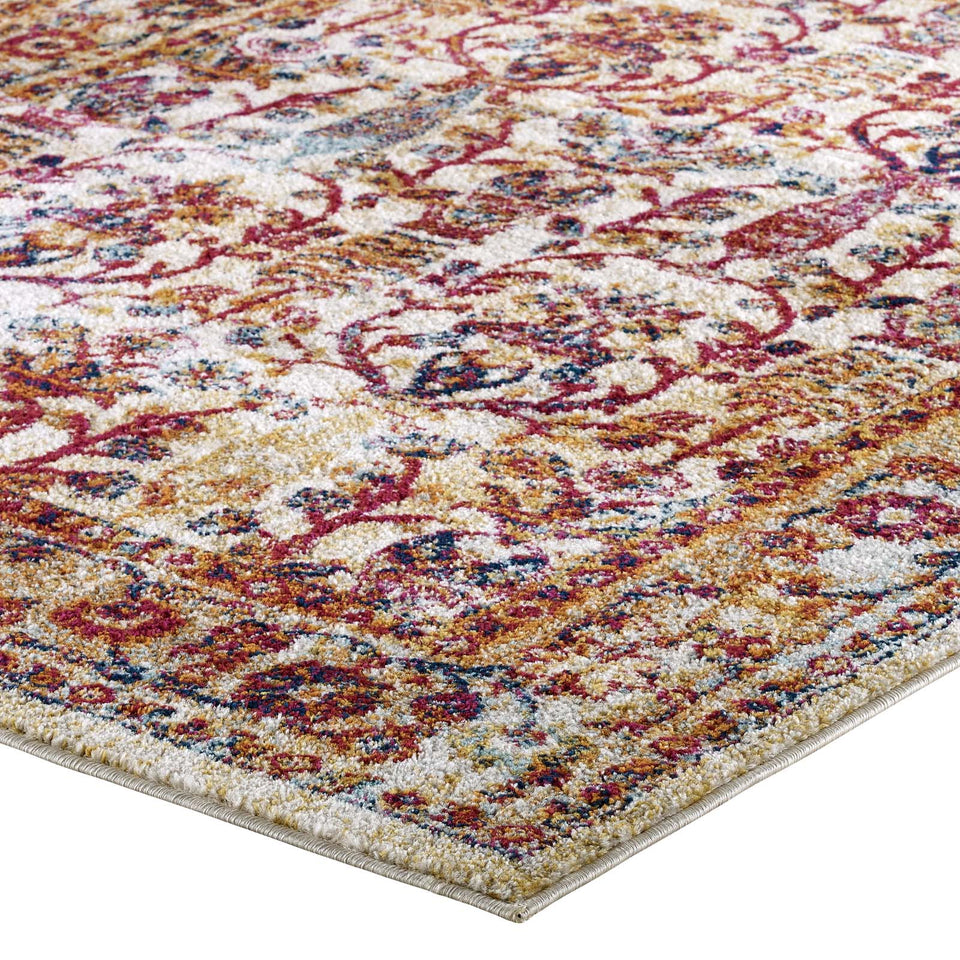 Entourage Jessa Distressed Vintage Floral Lattice Area Rug by Modway