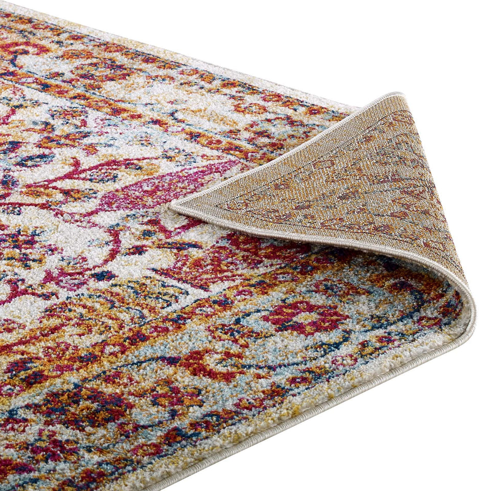 Entourage Jessa Distressed Vintage Floral Lattice Area Rug by Modway