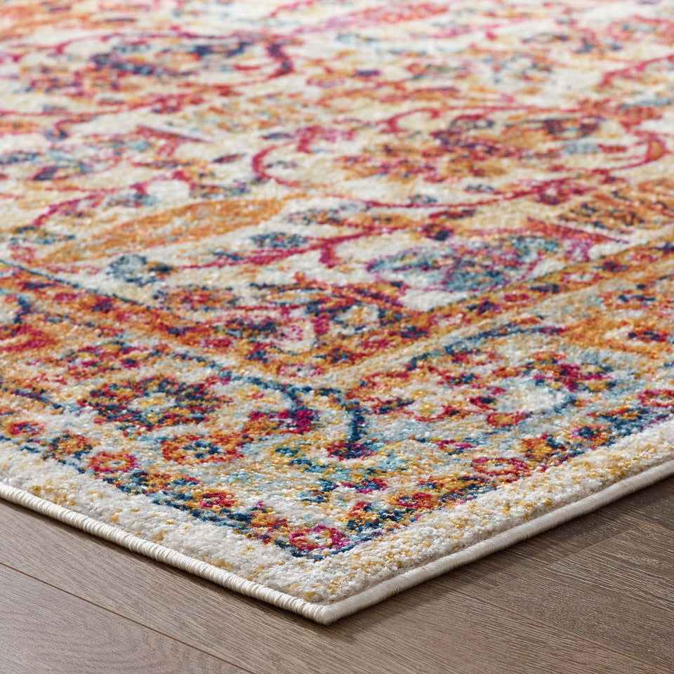 Entourage Jessa Distressed Vintage Floral Lattice Area Rug by Modway
