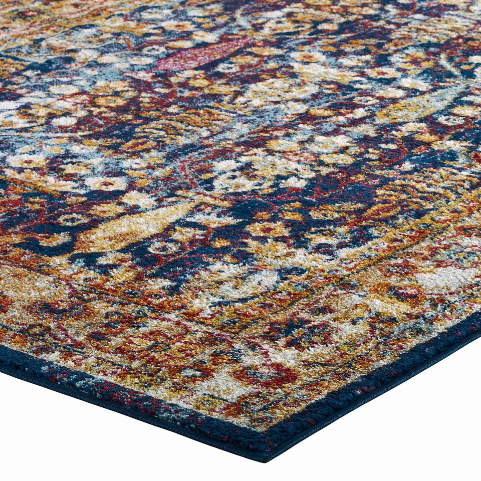 Entourage Jessa Distressed Vintage Floral Lattice Area Rug by Modway