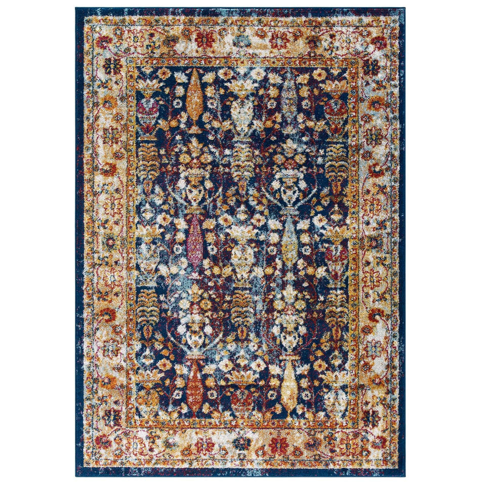 Entourage Jessa Distressed Vintage Floral Lattice Area Rug by Modway