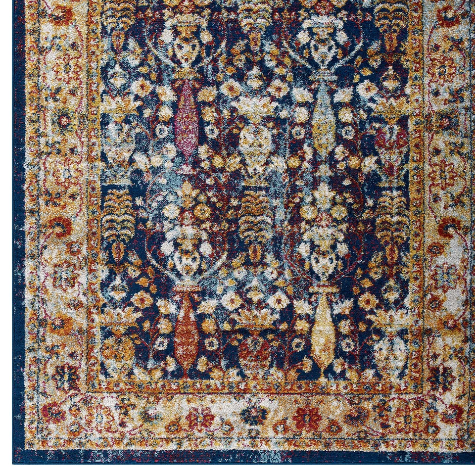 Entourage Jessa Distressed Vintage Floral Lattice Area Rug by Modway