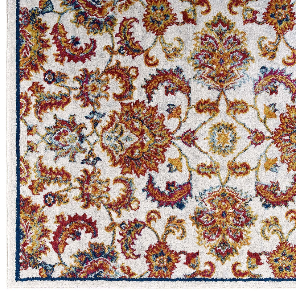 Entourage Azami Distressed Vintage Floral Lattice Area Rug by Modway