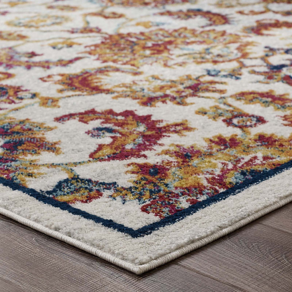 Entourage Azami Distressed Vintage Floral Lattice Area Rug by Modway