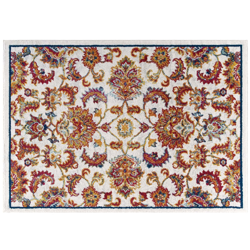 Entourage Azami Distressed Vintage Floral Lattice Area Rug by Modway