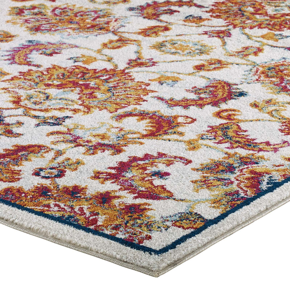 Entourage Azami Distressed Vintage Floral Lattice Area Rug by Modway