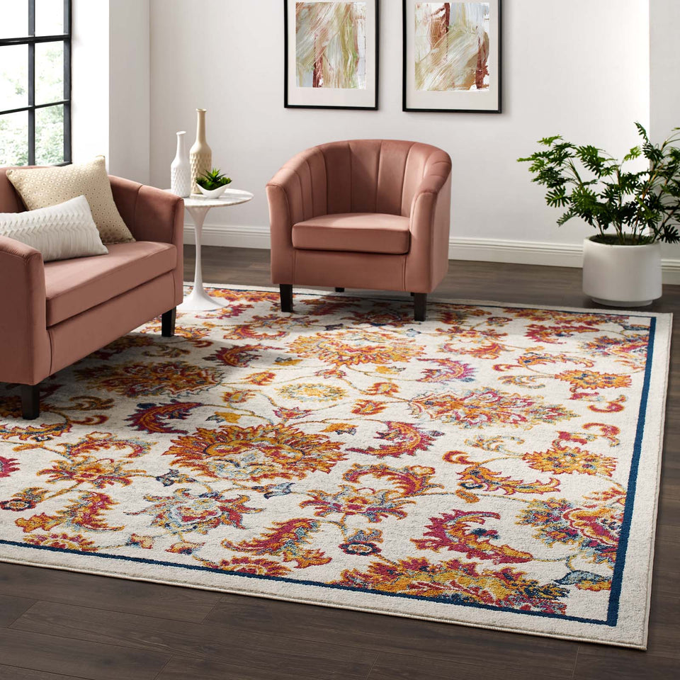 Entourage Azami Distressed Vintage Floral Lattice Area Rug by Modway