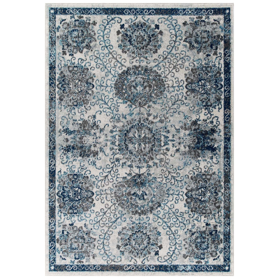 Entourage Kensie Distressed Floral Moroccan Trellis Area Rug by Modway