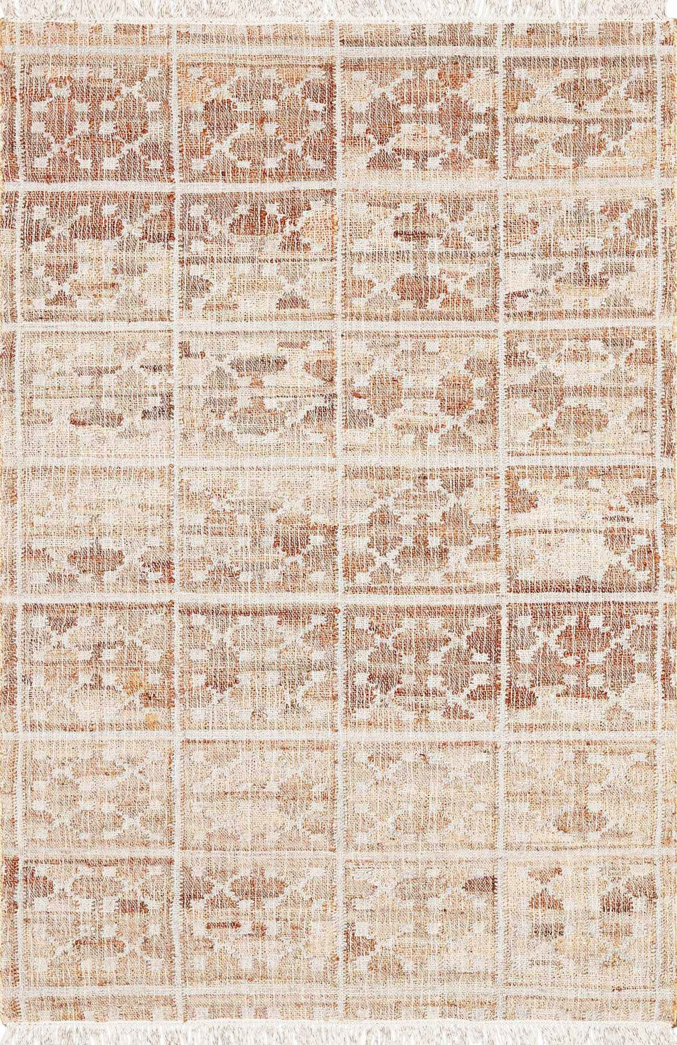 Rice Handcrafted Fringed Jute Carpet