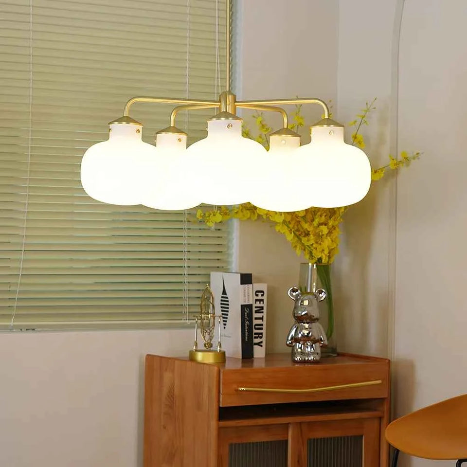 Modern Raito Opal Glass Chandelier