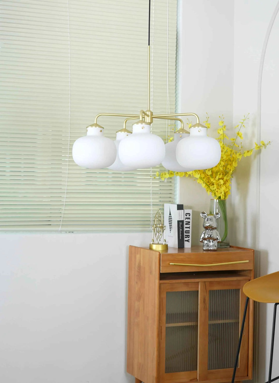 Modern Raito Opal Glass Chandelier