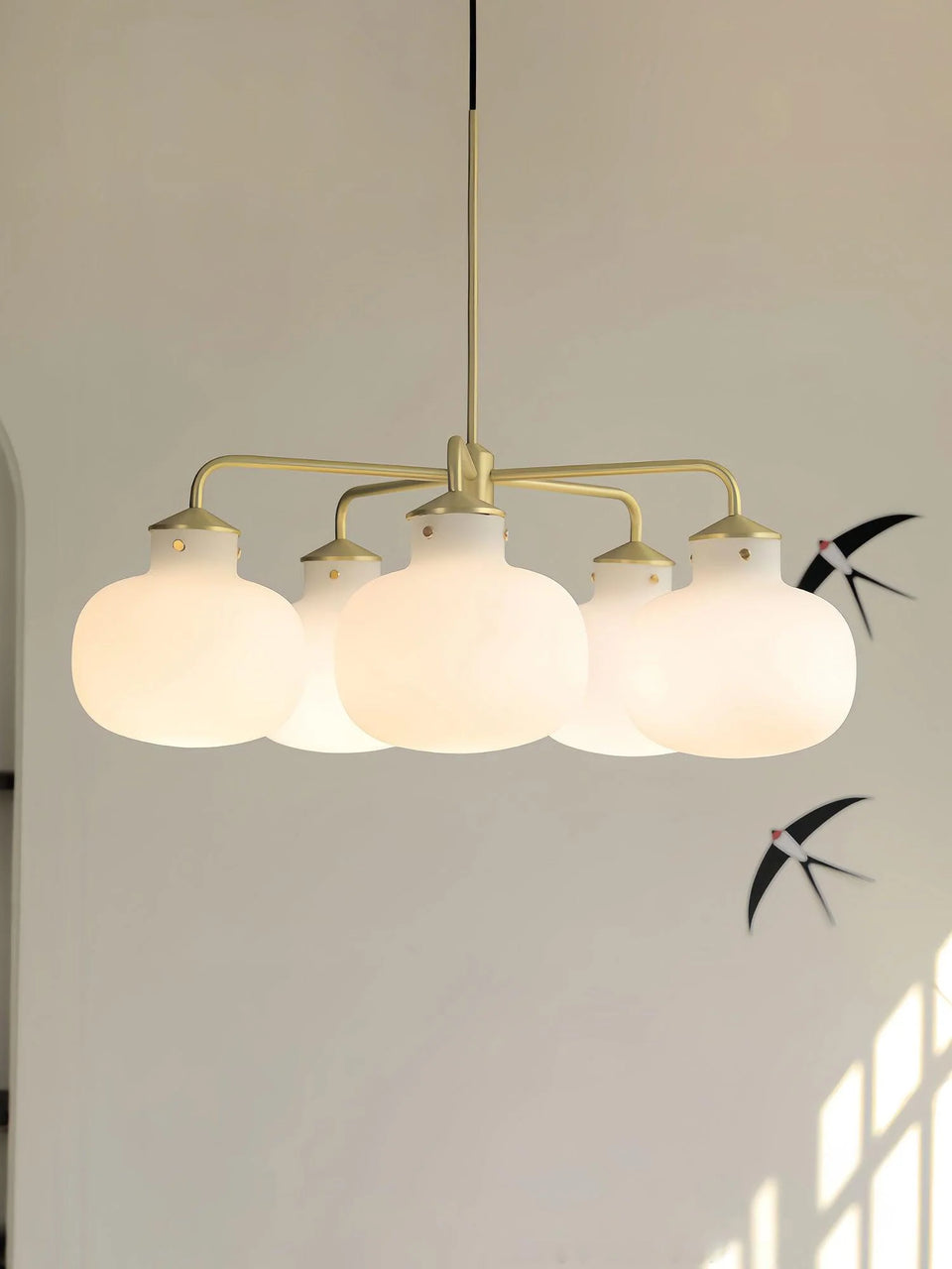 Modern Raito Opal Glass Chandelier