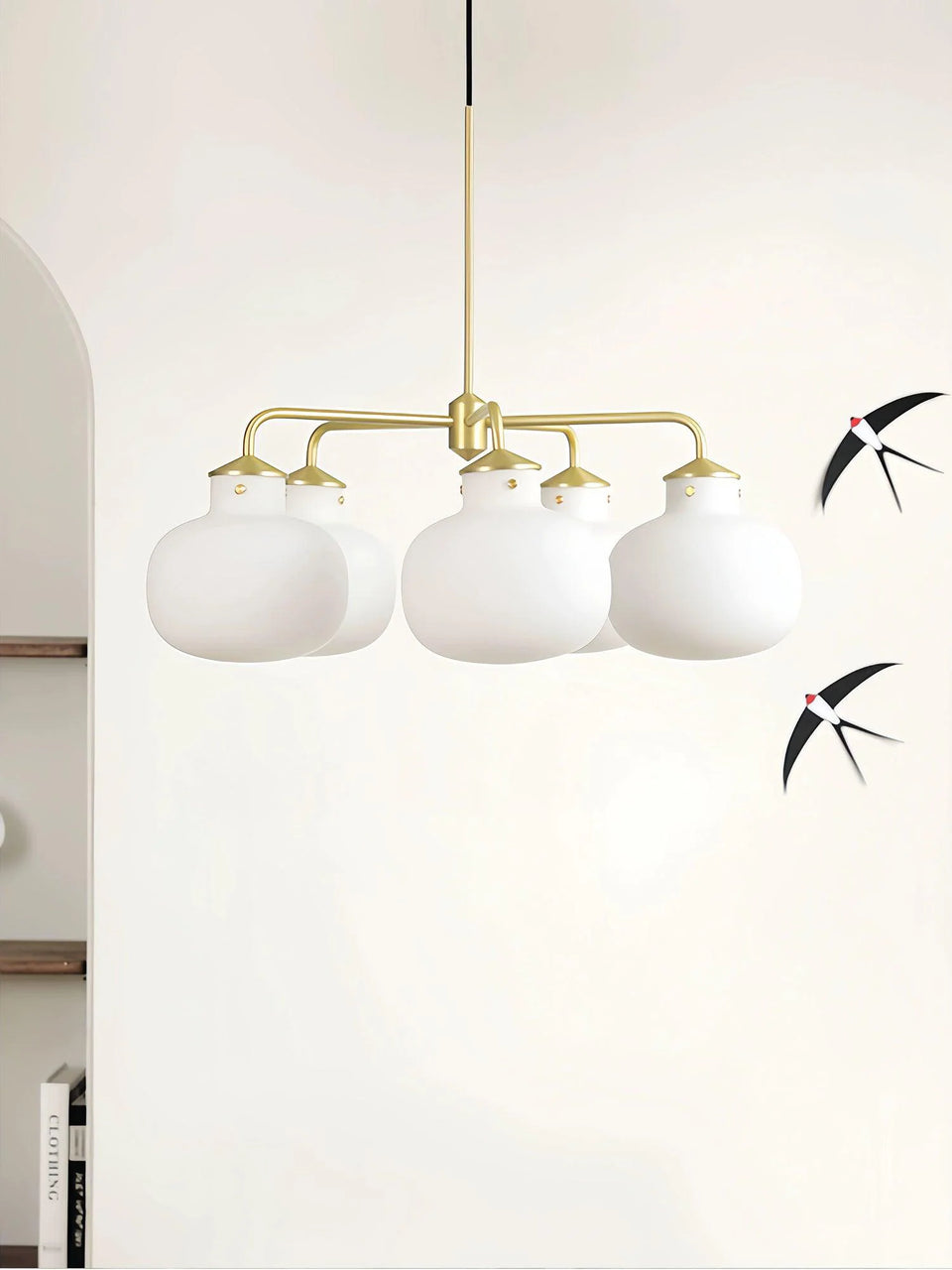 Modern Raito Opal Glass Chandelier