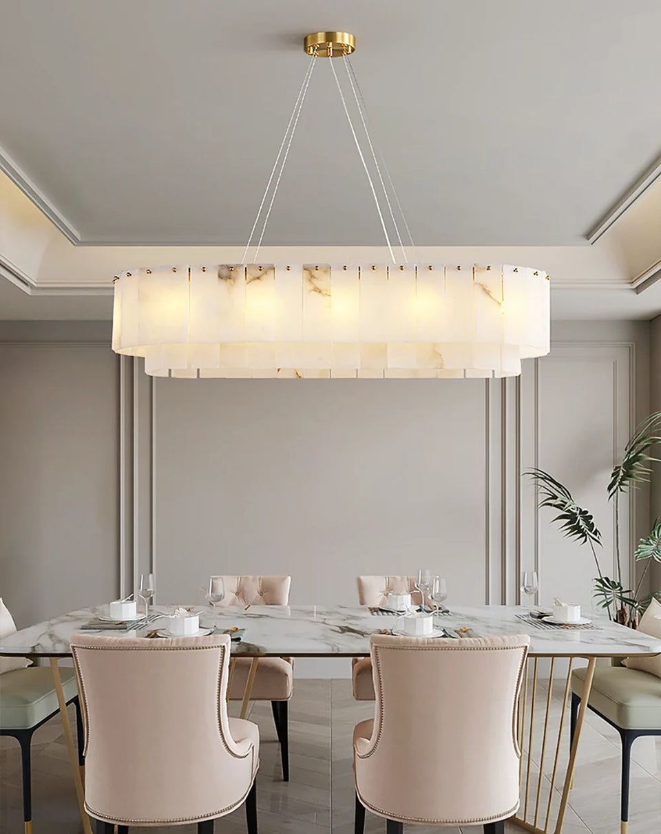 Rectangular Linear Alabaster Chandelier