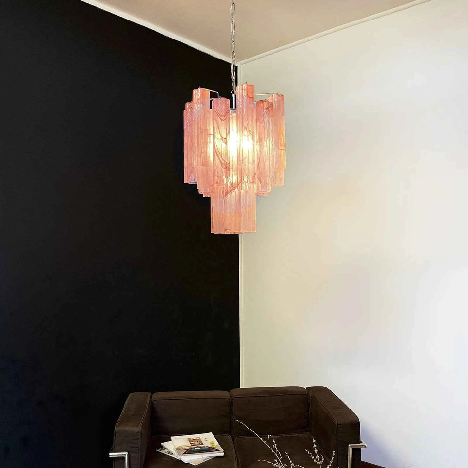 Red Cloud-Patterned Glass Chandelier