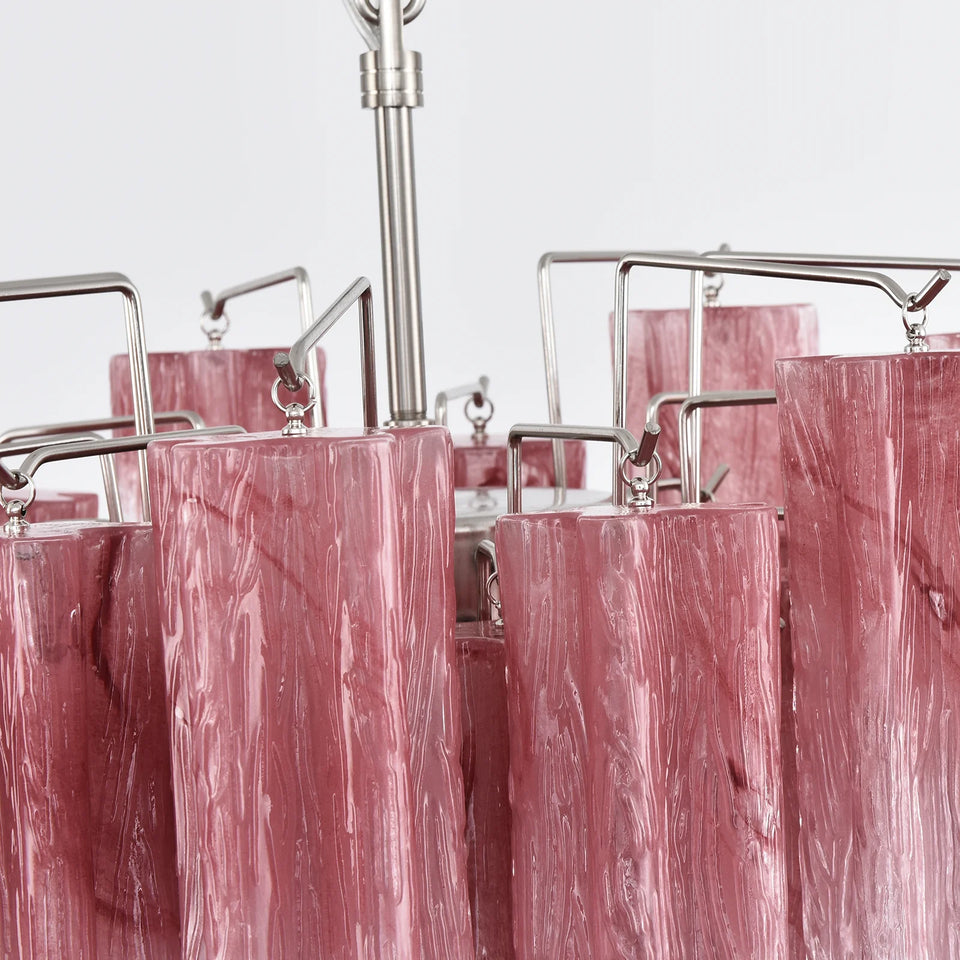 Cerise Pink Ombré Fluted Glass Chandelier