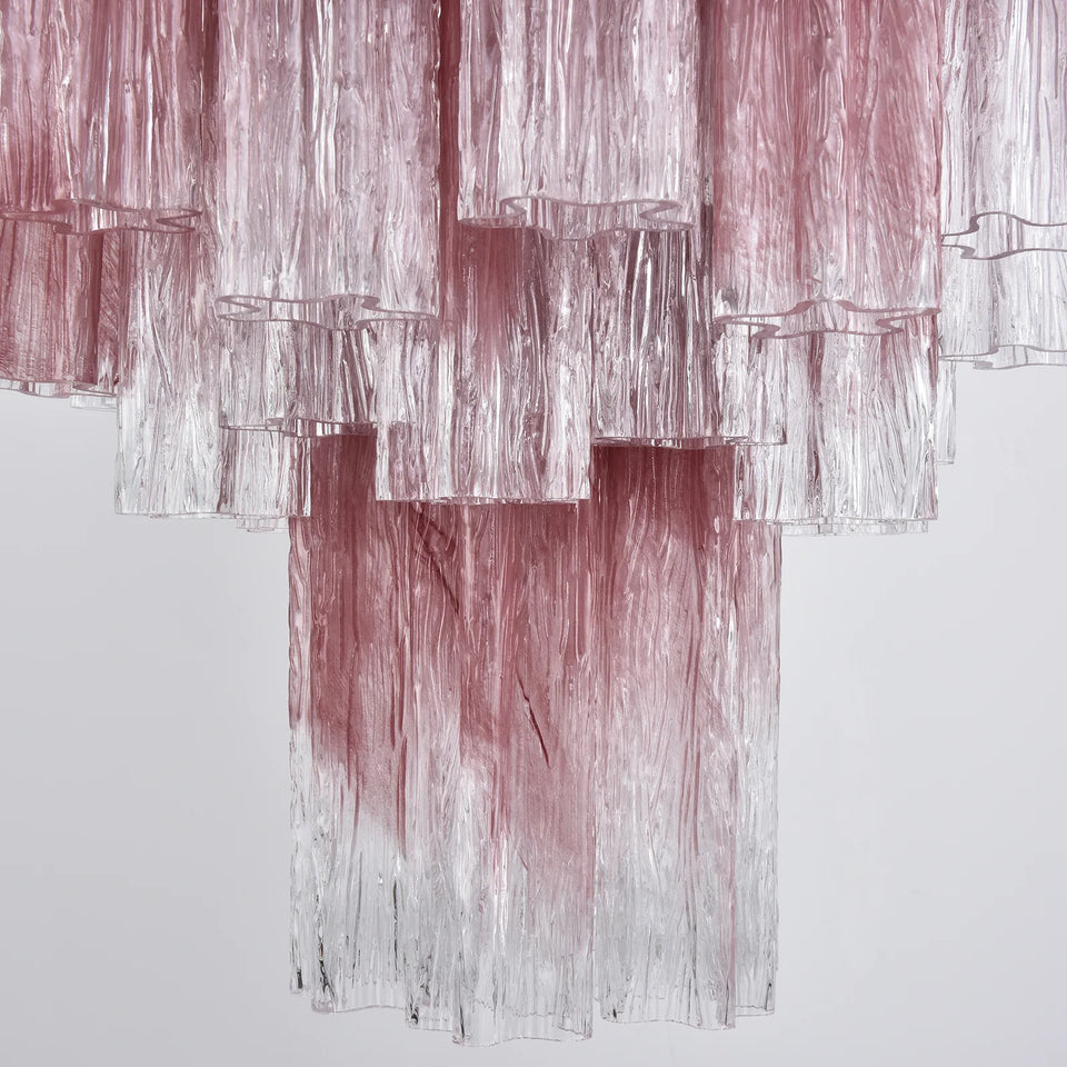 Cerise Pink Ombré Fluted Glass Chandelier