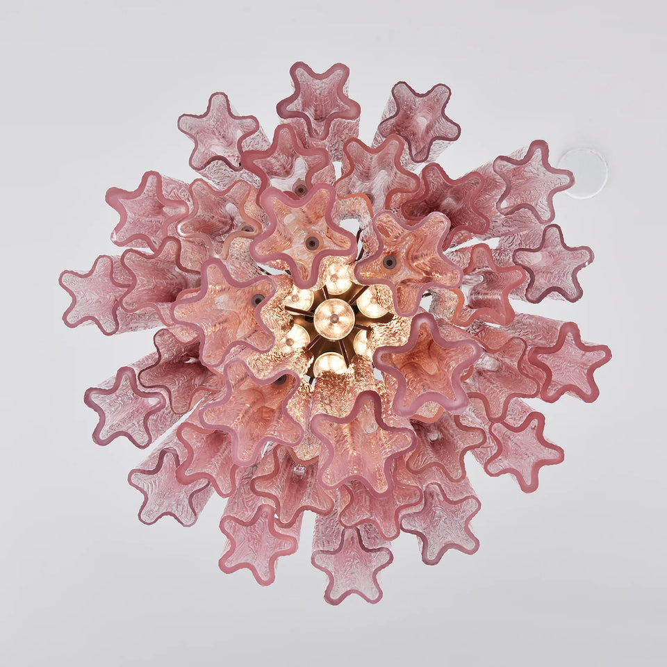 Cerise Pink Ombré Fluted Glass Chandelier