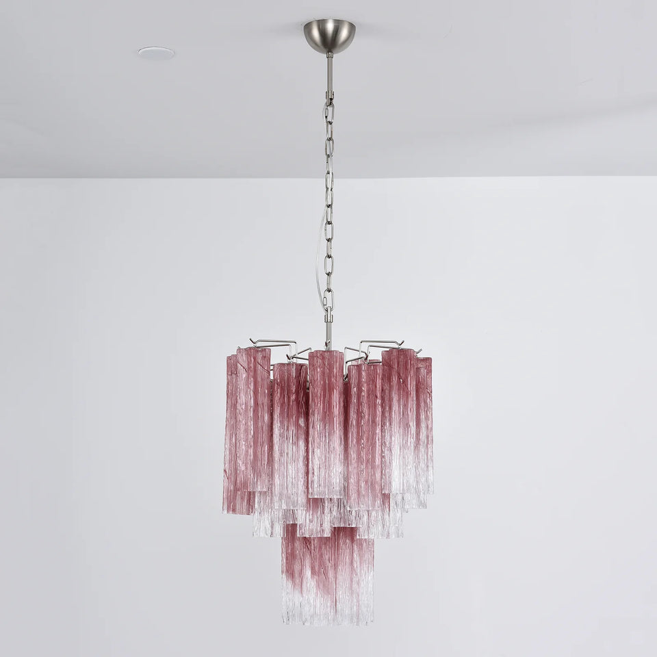 Cerise Pink Ombré Fluted Glass Chandelier